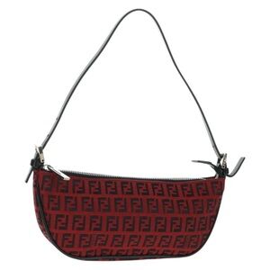 Vintage Fendi Zucchino Zucca Monogram Logo Canvas Half Moon Pochette Bag Purse